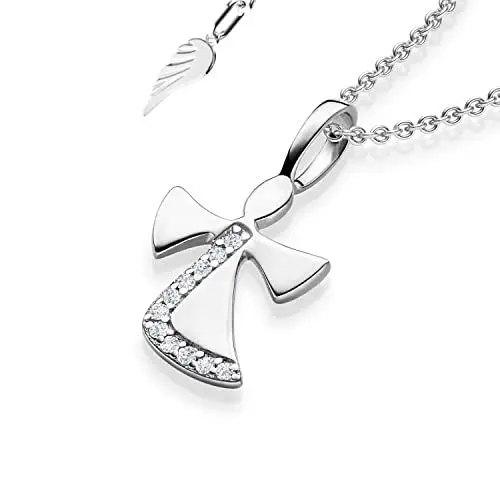 Produktbild: Schutzengel Kette Silber 925 Mädchen | Engel-Anhänger Halskette | Kinder-Schmuck Erst-Kommunion Tauf-Geschenk Kommunionsgeschenk Konfirmation Firmung Geburt Taufe | Silberkette Kinderkette Taufkette