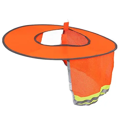 Produktbild: Schutzhelm Sonnenschutz, Schutzhelm Sonnenschutz Sommer Hohe Sichtbarkeit Full Brim Mesh Neck Sonnenschutz mit Reflektierenden Streifen(Orange) Angelbekleidung Schuhe Zubehör