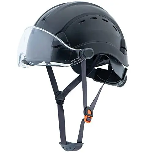 Produktbild: Schutzhelme, Bauschutzhelm, LOHASTAR, Verstellbarer, belüfteter Arbeitshelm, ANSI Z89.1-zugelassener OSHA-Schutzhelm mit Kinnriemen für den Industriebau(DE-A3 Black Clear)