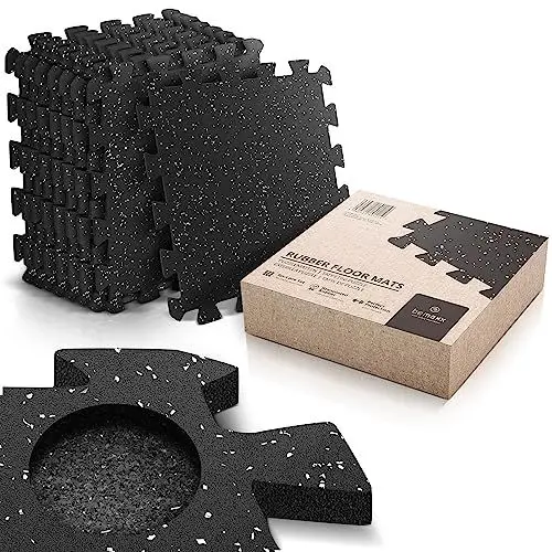 Produktbild: bemaxx Bodenschutzmatte Fitness – 9 Gummi-Matten pro Set: Gym-Matte Fitnessgeräte Sport-Matte Puzzlematte Laufbandmatte Fitness-Matte Unterlegmatte Sportgeräte Trainingsmatte Bodenmatte Gymnastikmatte