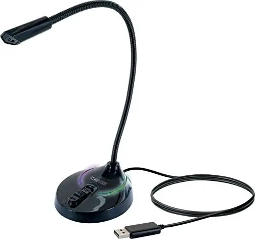 Produktbild: SCHWAIGER MF200 Gaming Mikrofon USB mit RGB Beleuchtung Flexibler Schwanenhals Stream Videokonferenz Mikro Stummschalter Podcast Microphone