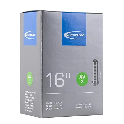 Produktbild: Schwalbe Burley Unisex – Erwachsene Fahrradschlauch AV3 47/62-305 EK AGV 40 mm, Schwarz, 16 Zoll