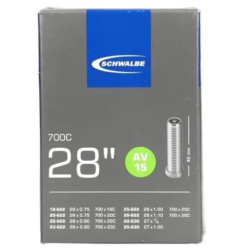 Produktbild: Schwalbe Fahrradschlauch Nr. 15 – Rennrad Schlauch 28 Zoll (ETRTO 18/28-622/630) – Ventil SV 40mm – langlebig & luftdicht – Schlauch für Fahrrad