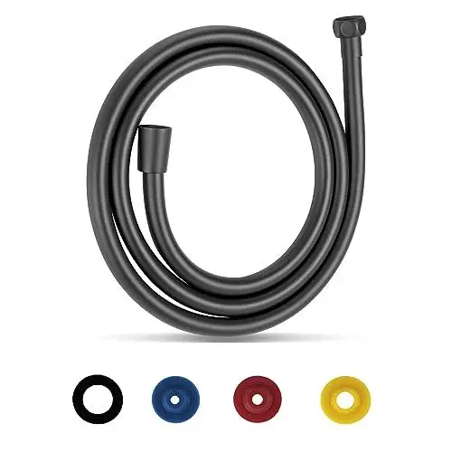 Produktbild: Schwarz Duschschlauch 2M/79In PVC Duschschläuche Brauseschlauch Handbrause Schlauch, Brauseschlauch für Brause- Oder Bidetbrause (Mit Dusche Durchflussbegrenzer)