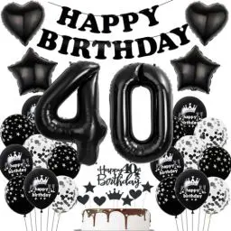 Produktbild: Schwarz Luftballon 40. Geburtstag Dekoration, Ballons 40 Jahre Mann Schwarz Geburtstag, Schwarz Geburtstagsdeko 40 Jahre Frau, Schwarz 40. Geburtstag Tortendeko, Schwarz 40 Jahre Party Deko