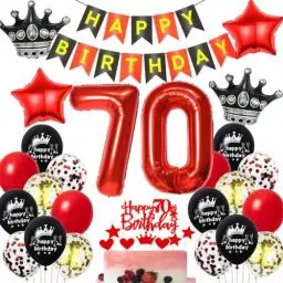 Produktbild: Schwarz Rot 70. Geburtstag Dekoration,Luftballons 70. Geburtstag Frau Rot Schwarz,Ballons 70 Jahre Geburtstagsdeko Mann Frau,70 Jahre Geburtstagsdeko Rot, Deko 70. Geburtstag Frauen Rot