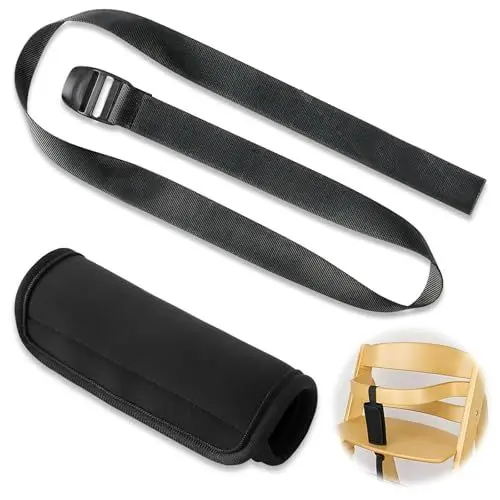 Produktbild: Schwarz Schrittgurt für Hochstuhl, Frontstange Band mit Schnalle, Baby Einkaufswagen Universal Kleinkind, Gurtband mit Klett, Maschine Waschbar für Baby-Junge und Baby