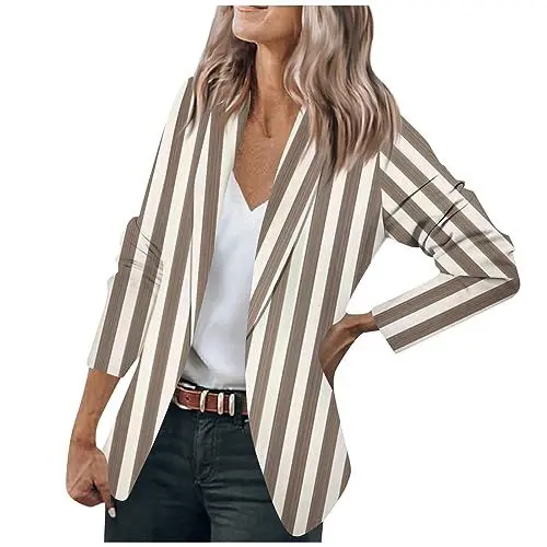Produktbild: Schwarze Blazerjacke für Frauen Schwarzer Damenblazer Winterblazer für Frauen Arbeitsjacken für Frauen Büro Kurzblazer für Frauen Frauen Revers Langarm Lässig Anzug Damenblazer Braun XL