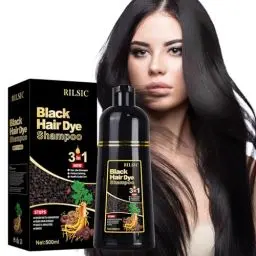 Produktbild: Schwarze Haarfärbeshampoo für Graues Haar, 500ML Hair Dye Shampoo 3-in-1 Haarfarbe, Natürliches Haarfärbeshampoo, Sofort-Haarfarben-Shampoo für Männer Frauen