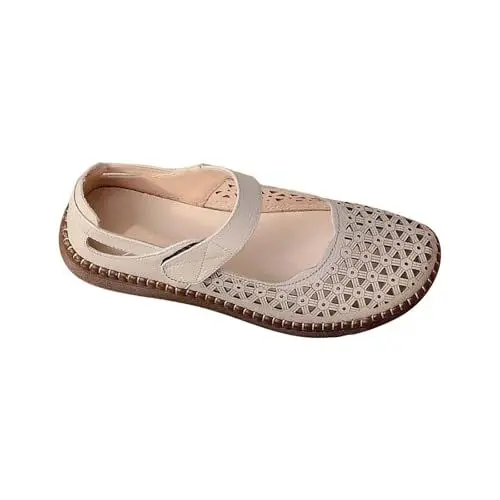 Produktbild: Schwarze Schuhe Damen 𝗦ommer ausgehöhlte Freizeitschuhe, Sneakers, gestreiftes Mesh, Bequeme Freizeitschuhe Schwarze Halbschuhe Damen (Grey, 38)