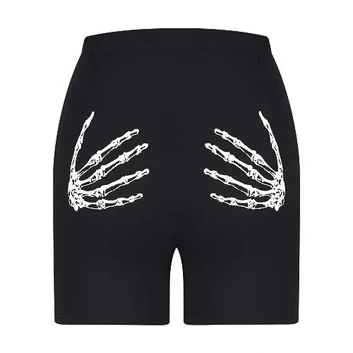 Produktbild: Schwarze Stoffhose Damen High Waist Wollhose Hose Halloween-Yoga-Shorts, Humor-Aufdruck, Handabdruck-Aufdruck Hosen Damen Weit Geschnitten Hose Elegant Hose (Black, XL)