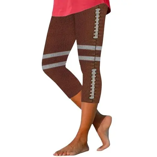 Produktbild: Schwarze Stoffhose Damen High Waist Wollhose Hosen Damen Legere Bequeme Bedruckte Stretch Hohe Taille Elastische Kurze Hose Leggings Damenhose Schwarz Elegant Weit Taschen Damen Hosen (Brown, XXL)