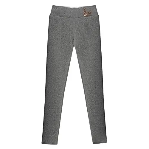 Produktbild: Schwarze Stoffhose Damen High Waist Wollhose hose Plus samtdicke Lammfleece-Leggings für Damen, und Winter, bedruckt, hohe Taille, warme Hose Weite Hose Mit Gummizug Damen Damen GüRtel hose (Grey, L)
