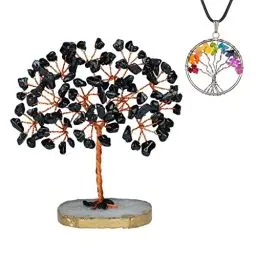 Produktbild: Schwarze Turmalinkristalle – Kristalle und Steine ​​– Kristallbaum des Lebens – Wohnzimmer-Heimdekoration – schwarzes Dekor – Chakra-Baum – spirituelle Geschenke für die Frau- Bürodekoration