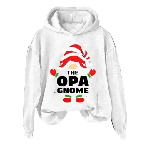 Produktbild: Schwarzer Hoodie Damen Oversize Vliesjacke Damen Damen-Sweatshirt mit Rundhalsausschnitt, langen Ärmeln, Weihnachtsdruck, Kapuzenpullover, modisches, Damen Hoodie Oversize Hoodie Jacke (White, S)