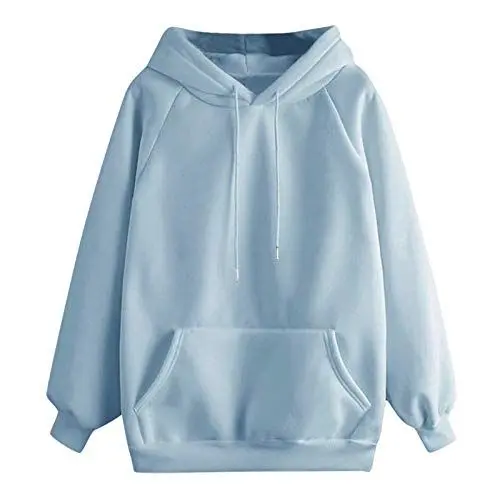 Produktbild: Schwarzer Hoodie Damen Oversize Vliesjacke Damen Lange Ärmeln mit TaschenSweatshirts Frauen Pulli mit Kapuzenbluse Top für Frauen Bluse für Frauen Damen Hoodie Oversize Hoodie Jacke (Light blue, XXXL)