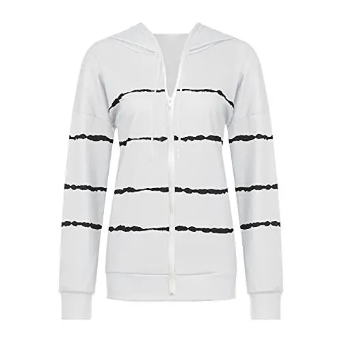 Produktbild: Schwarzer Hoodie Damen Oversize Vliesjacke Damen , täglich, Straße, Jugend, , klassischer Streifendruck, mehrfarbig, mehrere Größen, , Damenpullover, Damen Hoodie Oversize Hoodie Jacke (White, XXL)