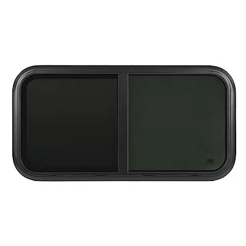 Produktbild: Schwarzes Aluminium, 1000 X 500 Mm, RV-Schiebefenster, -beständig, Rund, mit Insektenschutzgitter für Wohnmobil-Anhänger (Für Wandstärken: 31 bis 36 mm)