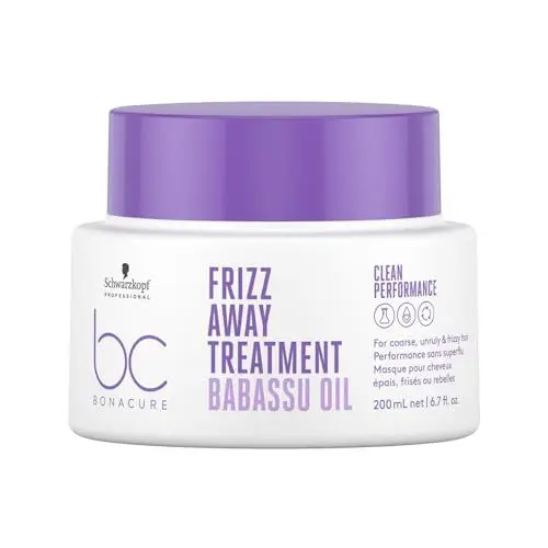 Produktbild: Schwarzkopf Professional Bonacure Frizz Away Treatment Mask Haarmaske Für Grobes Unbändiges Frizziges Haar Vegan Babassuöl Anti Frizz Verbesserte Kämmbarkeit Pflegend Entwirrend 200 ml