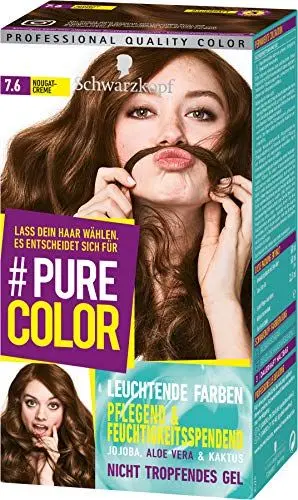 Produktbild: Schwarzkopf Pure Farbe Pflegend und Feuchtigkeitsspendend Nicht Tropfendes Gel, 7.6 Nougat Creme, 143 ml