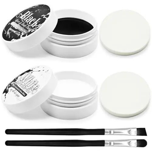 Produktbild: Schwarz-Weiß-Gesichtsfarben-Set, 70 g Halloween Gesichts- und Körperfarbe für Skelett, Geist, Totenkopf, Cosplay-Kostüm, Professionelles SFX Leichen-Spezialeffekt-Make-up-Set für Erwachsene und Kinder