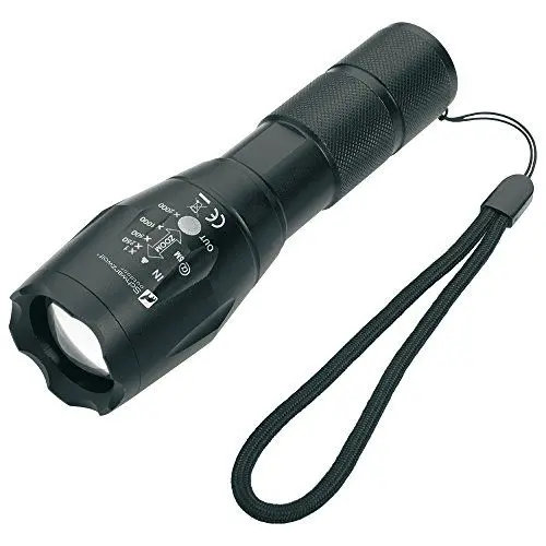Produktbild: Schwarzwolf outdoor Lampe, stufenlos fokussierbare leucht-starke super-helle CREE T6 Aluminium Taschenlampe mit Blink-Modus, Metallgehäuse, Lampen ANTELAO