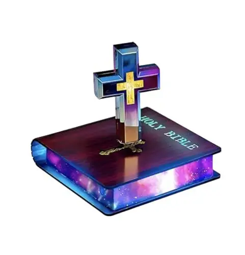Produktbild: Kiko-ershaa Schwebendes Kreuz Lampe Schwebende Bibel Nachtlicht Bunte Magnetische Levitation Kreuz Ornament Leuchtende Kreuz Licht Home Desk Dekoration