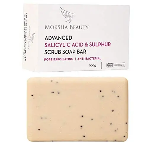 Produktbild: Schwefelseife mit Salicylsäure Stückseife - Gesichtsseife und Körperseife Akne Behandlung, Mitesser, Pickel, unreine, fettige und empfindliche Haut, porentiefe Reinigung - 100g