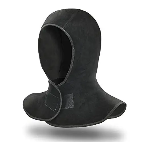 Produktbild: Schweißhaube,LeaSeek Gespaltete Rindsleder Schweißhelm mit Nacken Schulterabdeckung,Kopfschutz,Schwarz Schweißerkappe, Schweißerkopfhaube (Schwarz)