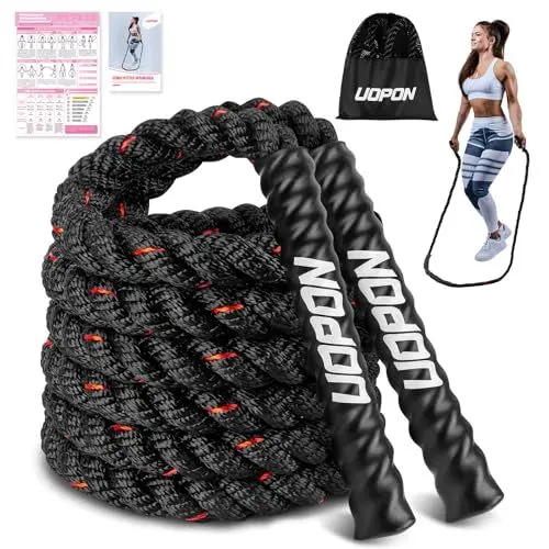 Produktbild: Schweres Springseil für Frauen, 0,6kg Gewichtetes Skipping rope mit Trainingsposter, Springseil gewichtet für Training, 280CM Weighted jump rope für Kraftaufbau, Muskeltraining und Ganzkörperfitness