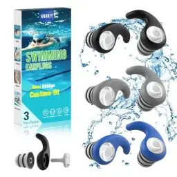 Produktbild: Schwimm Ohrstöpsel für Erwachsene - 3 Paar Wasserdichte Wiederverwendbare Silikon Schwimmen Ohrstöpsel - Ohrschutz für Ideal zum Surfen, Dusche,Tauchen, und Anderen