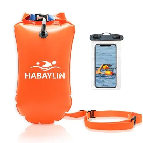 Produktbild: Habaylin Schwimmboje - 20L Orange, Boje Schwimmen für Erwachsene und Kinder, Trockensack Gute Sicherheit beim aufblasbar für Open Water und Triathlon