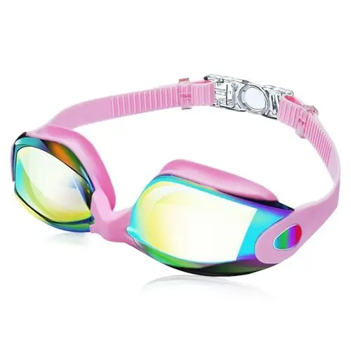 Produktbild: Schwimmbrille, Anti-Beschlag und UV-Schutz Schwimmbrillen, Wasserdicht Ultraviolett-Schutzlinsen, Breites und klares Sichtfeld, Komfortabel Einstellbar, Unisex für Erwachsene - Weißer Polarisiert
