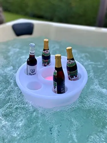 Produktbild: Schwimmende RGB LED Getränkehalter mit Akku und Fernbedienung, Farbwechselfunktion - Pool Party Gadget - Poolbar - Whirlpool Hottub Swimmingpool Getränke mit Beleuchtung Lauber Products ®