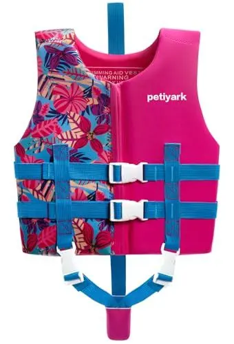 Produktbild: Schwimmweste Kinder, Kinder Schwimmweste Neopren 1.5-4 Jahre mit verstellbaren Schnallen & Doppelte Sicherheitsgurten,Die Ideale Schwimmhilfe für Jungen und Mädchen beim Schwimmtraining,Rosa-S/10-18KG