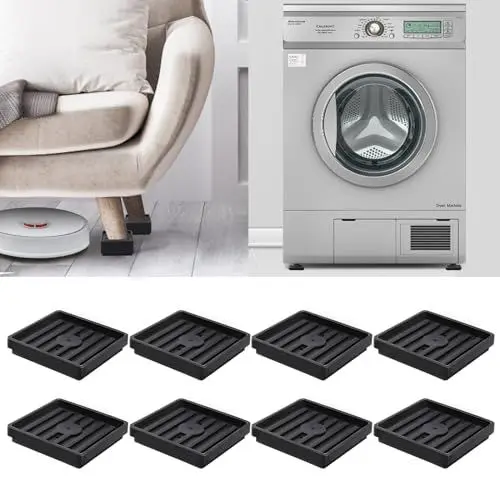 Produktbild: Schwingungsdämpfer Waschmaschine, 8 Stück Vibrationsdämpfer Waschmaschine Füße Möbeluntersetzer, Universal Trockner Gummifüße von Waschmaschinen Dämpfer, Antirutsch Pads von Gummi Möbelrollenauflage