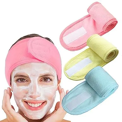 Produktbild: scicent Damen Haarband Kosmetik Stirnband Frottee Haarband Schminken Verstellbare Haarschutzband Mikrofaser Haarbänder für Make Up, Sport, Yoga, Spa, Gesicht, 3 Stück, 1316