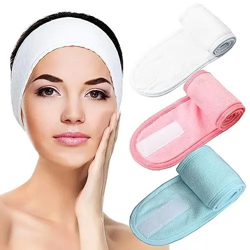 Produktbild: scicent Haarband Stirnband Frottee 3 Stück Haarband Schminken Verstellbare Haarschutzband Mikrofaser Haarbänder Kosmetik für Make Up, Sport, Yoga, Spa, Gesicht, 1315