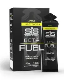 Produktbild: Science in Sport BETA Fuel + Nootropica Gel 6 x 60ml Apfel - Energiereiches Kohlenhydrate Gel mit 40g Kohlenhydrate, Energy Gel für Ausdauersportler