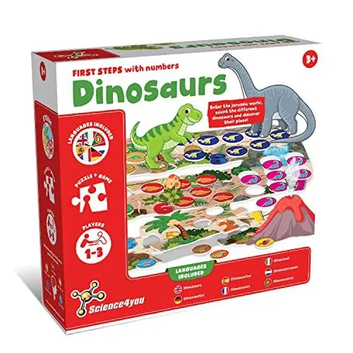 Produktbild: Science4you 3549 Lernspiel 55 Dinosaurierscheiben Set, Dino Kinder-Spiel Jahren mit Dinosaurier Puzzle ab 3