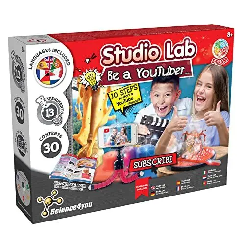 Produktbild: Science4you - Sei Ein Youtuber Kit für Kinder Ab 8 Jahre - Erstellen Sie Ihren Kanal, Chemiebaukasten mit 13 Experimente: Machen Ein Vulkan, Wissenschaft Spielzeug und Lernspiele