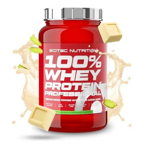 Produktbild: Scitec Nutrition 100% Whey Protein Professional - Angereichert mit zusätzlichen Aminosäuren und Verdauungsenzymen - Glutenfrei - Palmölfrei, 920 g, Pistazie-Weiße Schokolade