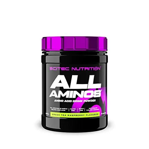 Produktbild: Scitec Nutrition All Aminos - Essentielle Aminosäuren - mit Magnesium - Glutenfrei, zuckerfrei - Ideal für Training und Erholung, 340 g, Grüner Tee-Himbeere