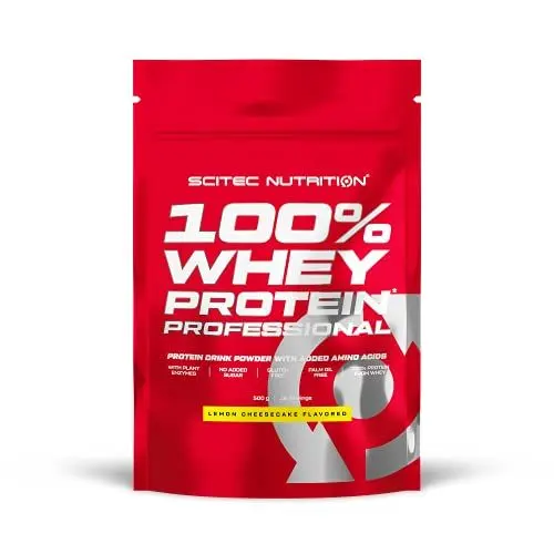 Produktbild: Scitec Nutrition 100% Whey Protein Professional - Angereichert mit zusätzlichen Aminosäuren und Verdauungsenzymen - Glutenfrei - Palmölfrei, 500 g, Zitronen Käsekuchen