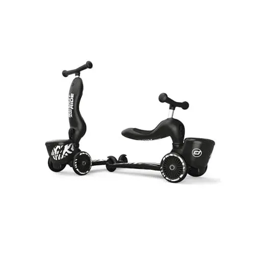 Produktbild: Scoot & Ride Highwaykick 1 Lifestyle 2in1 Kickboard/Scooter und Rutscher, Farbe: Zebra, für Kinder von 1 bis 5 Jahren, 96606, 40 cm