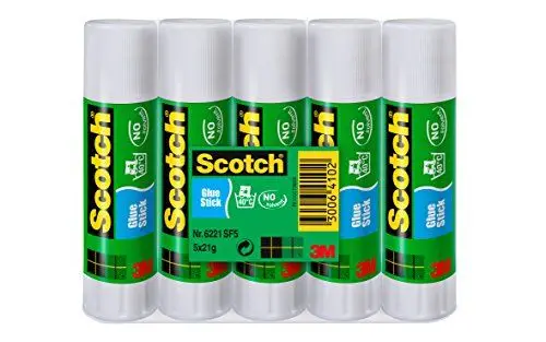 Produktbild: Scotch 693086 3M Permanent Klebestift - 1 Packung mit 5 Klebesticks ohne Lösungsmittel - 21g pro Stick - Mehrzweck-Klebestift für zu Hause, in der Schule oder im Büro