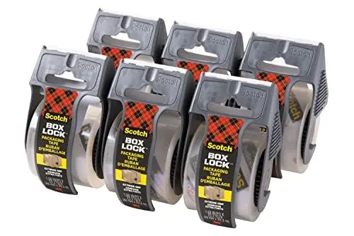 Produktbild: Scotch Box Lock Verpackungsklebeband - 6 Rollen mit Abroller, 48 mm x 20,3 m - Starkes Versand- und Verpackungsklebeband - Ideal zum Verpacken von Paketen und Kartons