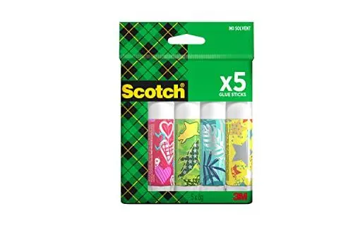 Produktbild: Scotch Permanent-Klebestift, 8 g, 5 Stifte - Sicherer und Kinderfreundlicher Kleber für Kunst und Bastelarbeiten, Starker Klebstoff für Schule & Bürobedarf