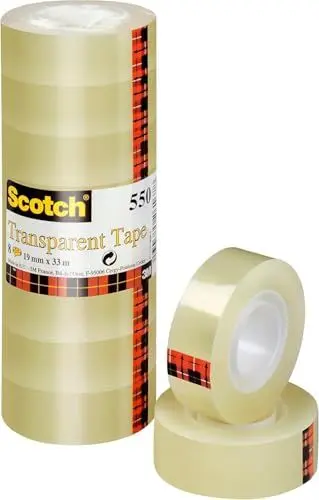 Produktbild: Scotch Transparentes Klebeband 550- 8 Rollen - 19mm x 33m - Durchsichtiges Allzweckband für Schule, Heim und Büro