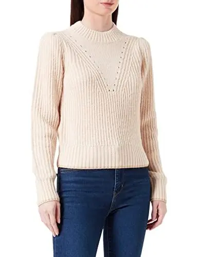 Produktbild: Scotch & Soda Damen Crewneck with Puffed Sleeves Pullover, Weiß (Cream Moon 5210), L